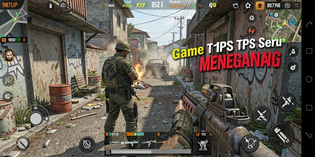 Screenshot gameplay <strong>987UP</strong> menampilkan aksi menegangkan di pertempuran TPS.