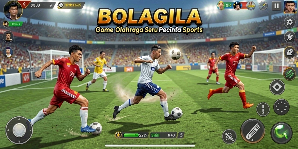 Tampilan gameplay BOLAGILA yang seru dan kompetitif.