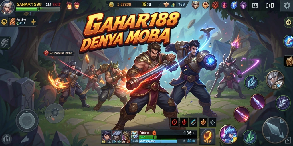 Tampilan gameplay seru GAHAR188 di arena MOBA.