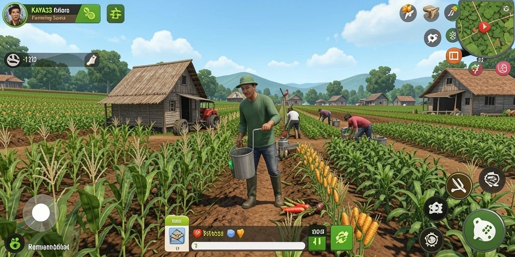 Tampilan gameplay KAYA33 dengan berbagai aktivitas bertani yang menarik.