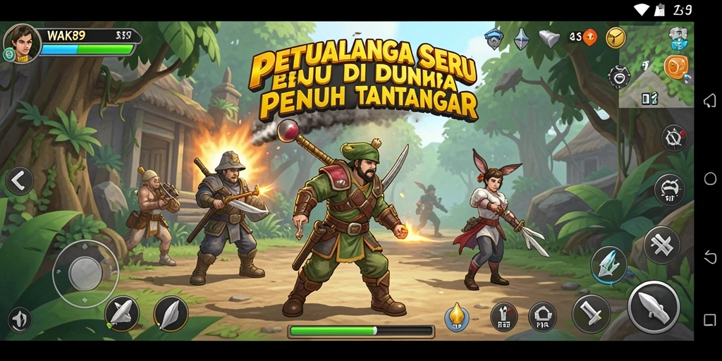 Screenshot menunjukkan aksi seru dalam petualangan WAK89.