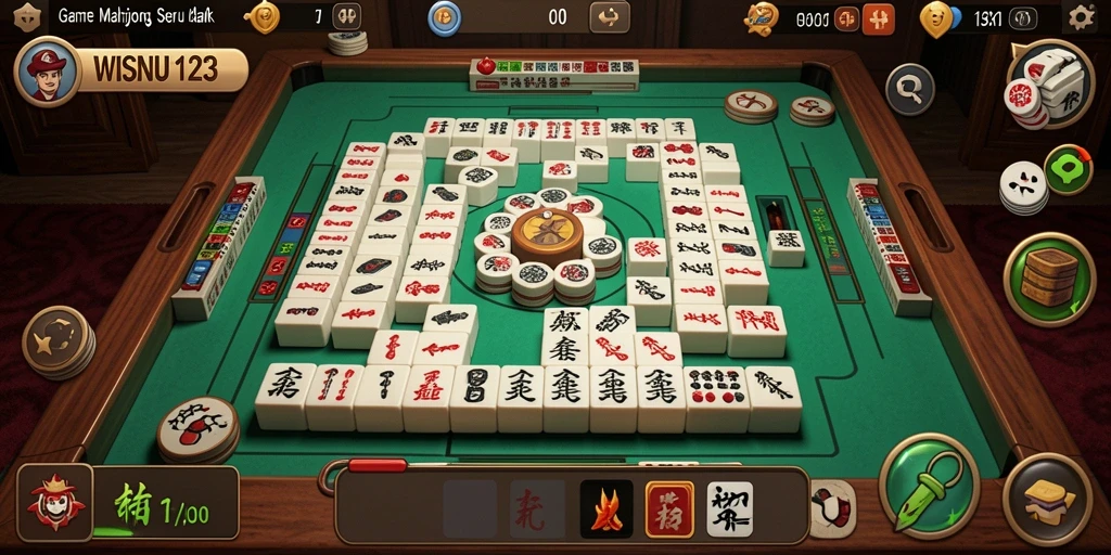 Tampilan gameplay seru dari WISNU123 yang mengasah strategi Mahjong.